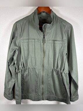 GAP Women's Army Green Utility Jacket Full Zip Snap Drawstring Waist Size L